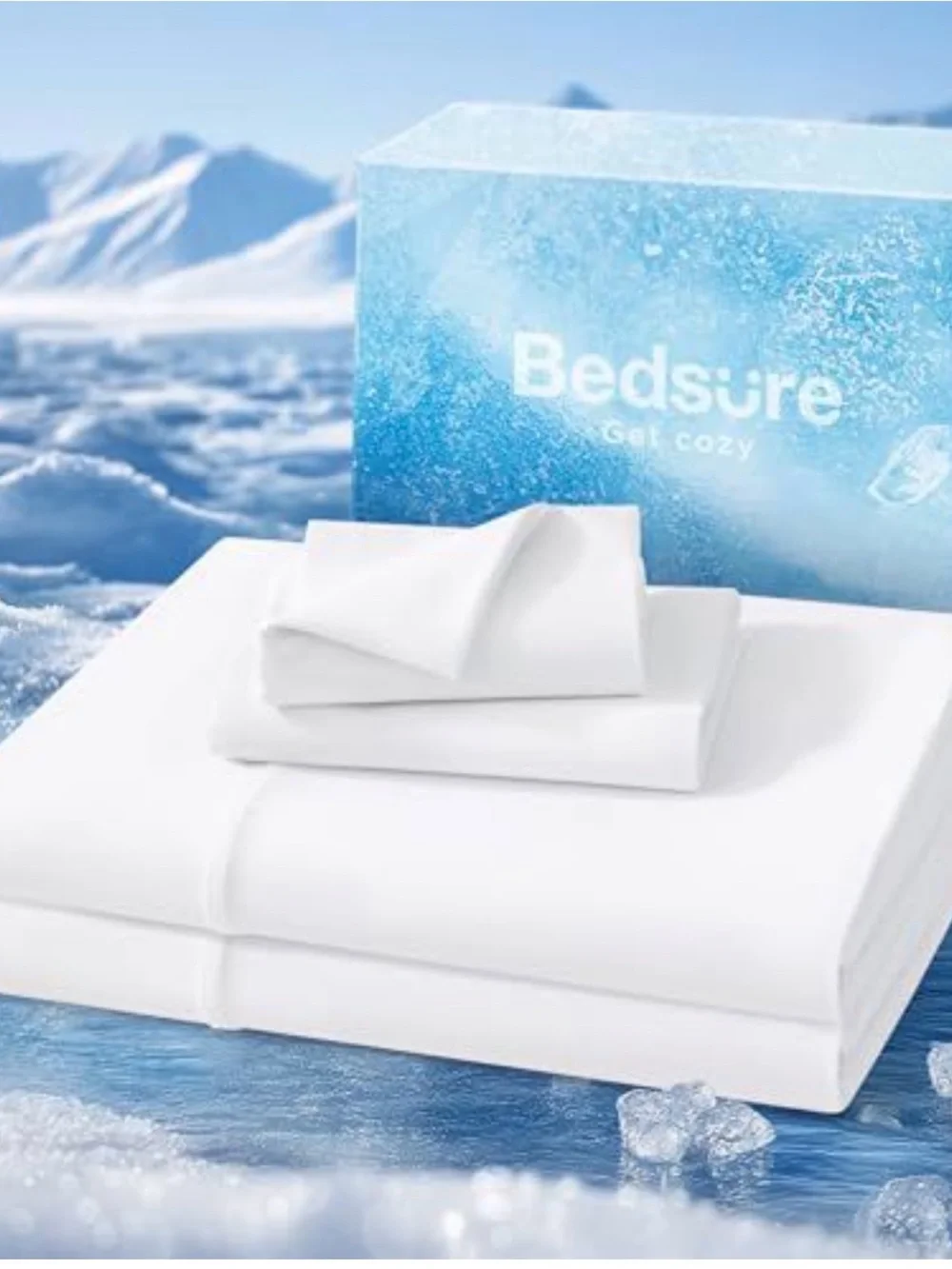 Bedsure Cooling Sheets Full Size,Hot Sleeper Bed Sheet Up to 18 Inches White New
